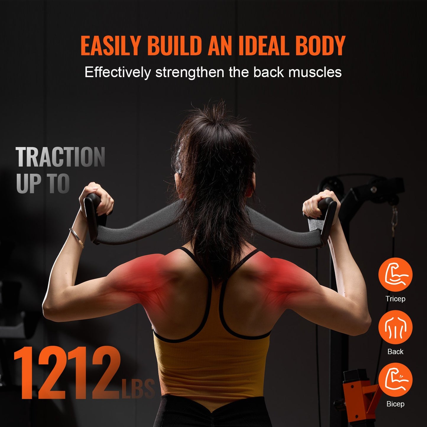 LAT Pulldown Attachments, Cable Machine Rowing T-bar V-bar 7 Set, Tricep Pull Down Bar, Back Strength Training Rubber Coated Handle Grip, Bicep Curl Tricep Lat Pulldown Bar for Home Gym Fitness