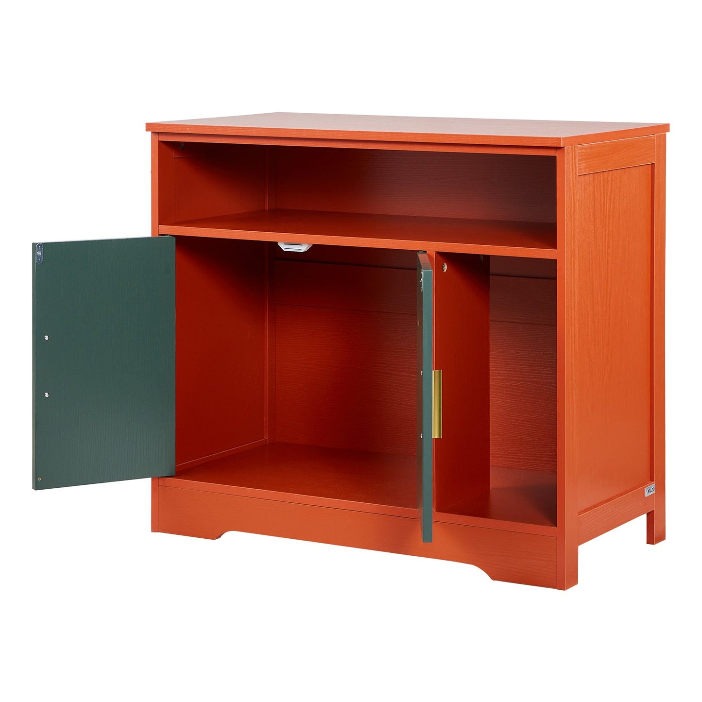 Cat Litter Box Enclosure, 79.2 cm Hidden Litter Box Cabinet with Shelf & Storage, Modern Style Indoor Cat Washroom, Wooden Kitty House Furniture End Table, Fit Most Litterboxes, Red & Green