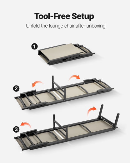 Gartenliege, 181 kg Tragkraft, klappbar, 5 verstellbare Positionen, einfache Montage, robuste Aluminium-Liege für Pool, Strand, Terrasse
