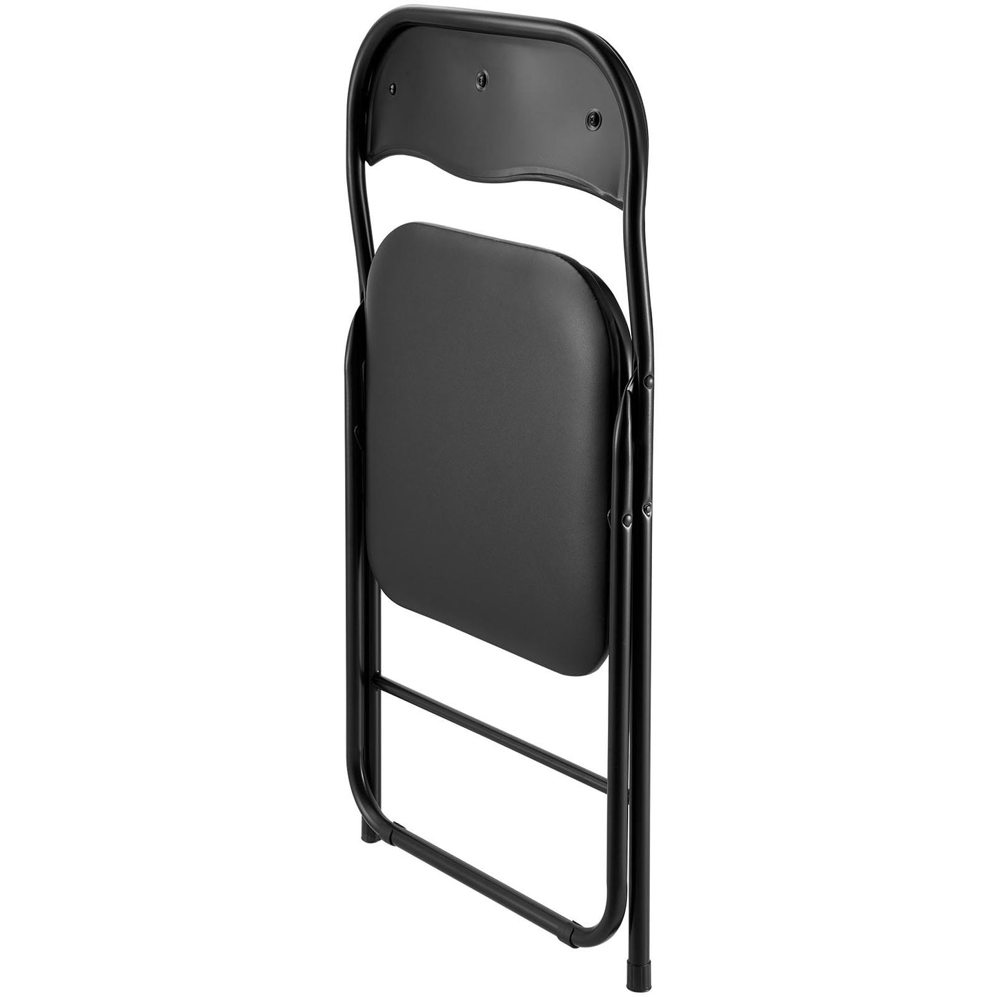 4 Pack Folding Chairs, Foldable Leather Chairs with Heavy Duty Metal Frame & Padded Cushion, Portable Folding Card Table Chairs, Stackable Seats for Home, Yard, Garden, Parties, Events, Black