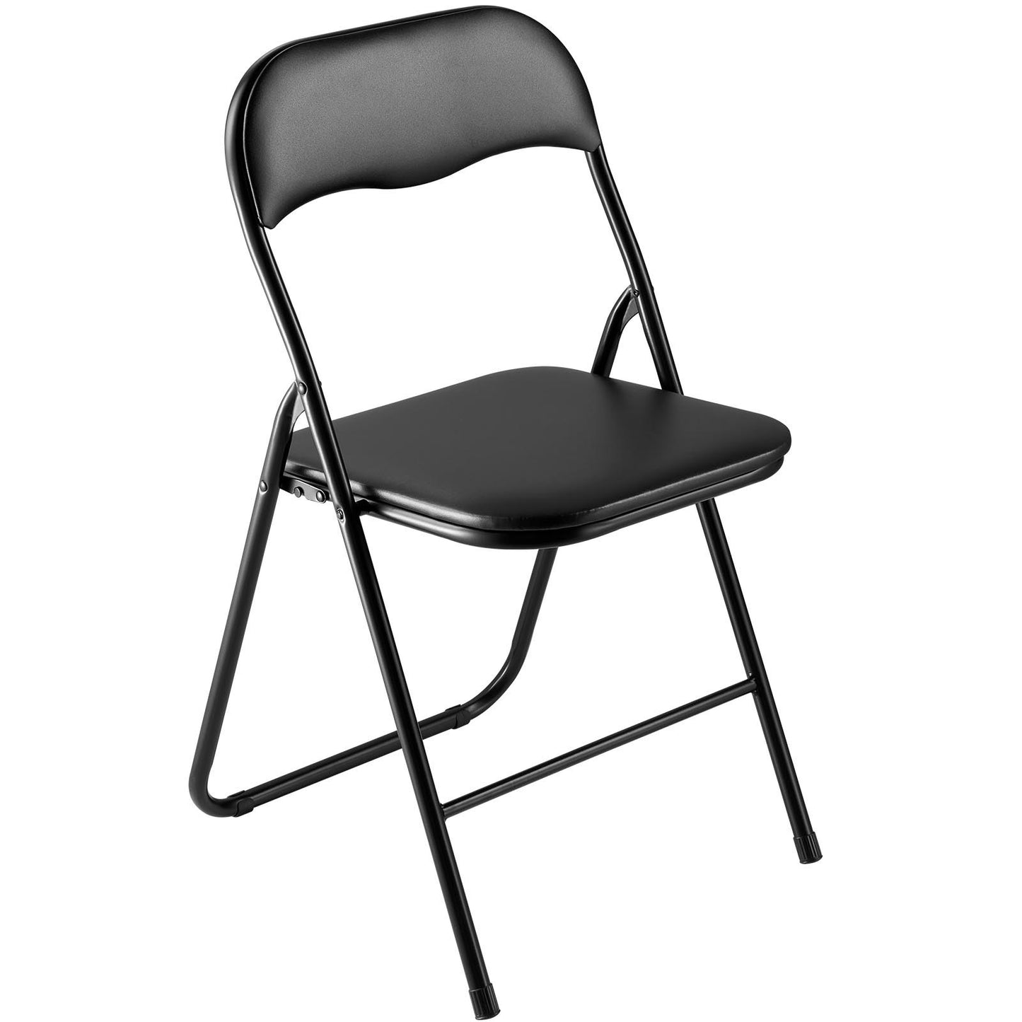 4 Pack Folding Chairs, Foldable Leather Chairs with Heavy Duty Metal Frame & Padded Cushion, Portable Folding Card Table Chairs, Stackable Seats for Home, Yard, Garden, Parties, Events, Black