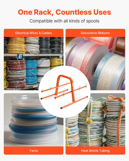 Wire Spool Rack, 45 kg / 100 lbs Capacity, Smart Hand Caddy, Heavy-Duty Steel Wire Dispenser Holder for Up to 8 Spools, MAX 240 mm / 9.45 in Diameter, Easy Lift Design for Electrical Industrial and Retail Use