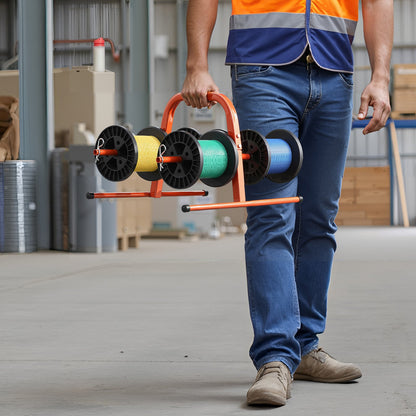 Wire Spool Rack, 45 kg / 100 lbs Capacity, Smart Hand Caddy, Heavy-Duty Steel Wire Dispenser Holder for Up to 8 Spools, MAX 240 mm / 9.45 in Diameter, Easy Lift Design for Electrical Industrial and Retail Use