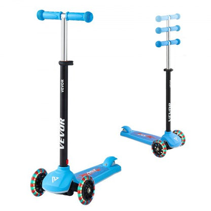Kick Scooter for Kids Ages 3+, 3-Wheel Toddler Scooter with Light-Up Wheels, Adjustable Height Handlebar, Wide Anti-Slip Deck, Lightweight Aluminum Frame for Boys and Girls up to 74.8 kg, Blue