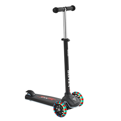 Kick Scooter for Kids Ages 3+, 3-Wheel Toddler Scooter with Light-Up Wheels, Adjustable Height Handlebar, Wide Anti-Slip Deck, Lightweight Aluminum Frame for Boys & Girls up to 74.8 kg, Black