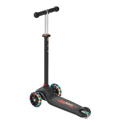 Kick Scooter for Kids Ages 3+, 3-Wheel Toddler Scooter with Light-Up Wheels, Adjustable Height Handlebar, Wide Anti-Slip Deck, Lightweight Aluminum Frame for Boys & Girls up to 74.8 kg, Black