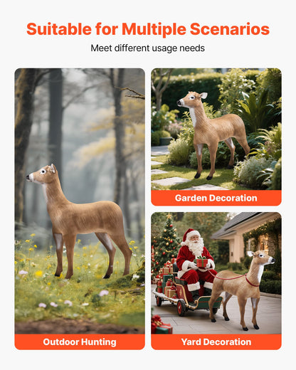 Deer Decoy, Outdoor Deer Decoys for Hunting, Realistic Durable HDPE Doe Hunting Decoy, Foldable Legs for Easy to Carry and Use, for Garden Yard Decoration, 1-Pack