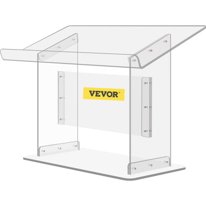 Tabletop Acrylic Podium 19.5" Tall Plexiglass Podium 27"x13.7" Table Acrylic Pulpits for Churches Slanted Surface with Lip for Book Holder Clear Lectern for Lecture Recital Speech & Presentation