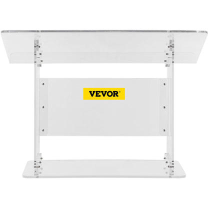 Tabletop Acrylic Podium 19.5" Tall Plexiglass Podium 27"x13.7" Table Acrylic Pulpits for Churches Slanted Surface with Lip for Book Holder Clear Lectern for Lecture Recital Speech & Presentation