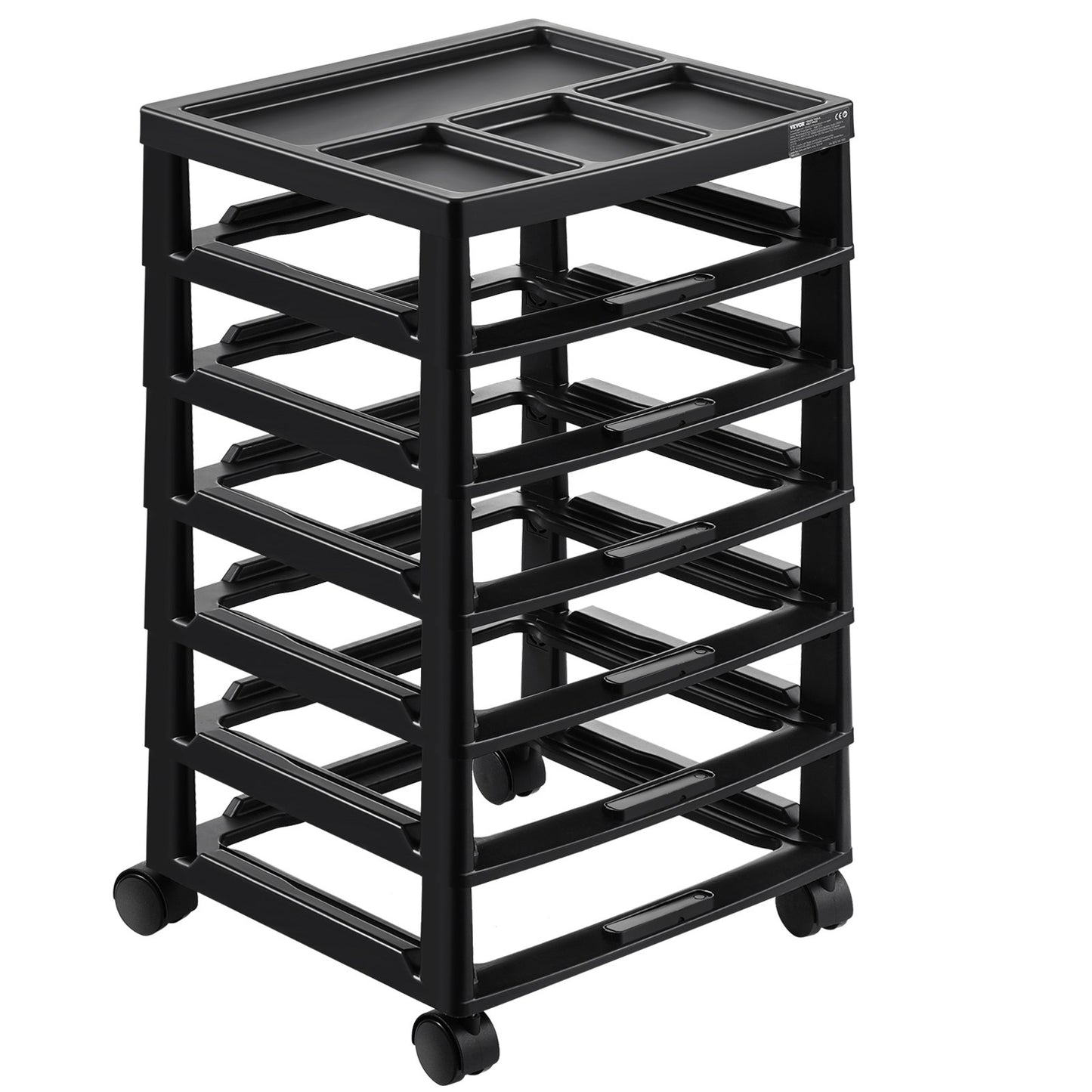 Scrapbook Rolling Storage Cart, 6-Tier Large Capacity with Organizer Top, Black Frame with 4 Removable Wheels, PP Material Cart Only, Rolling Craft Storage for Office Arts and Crafts Supplies