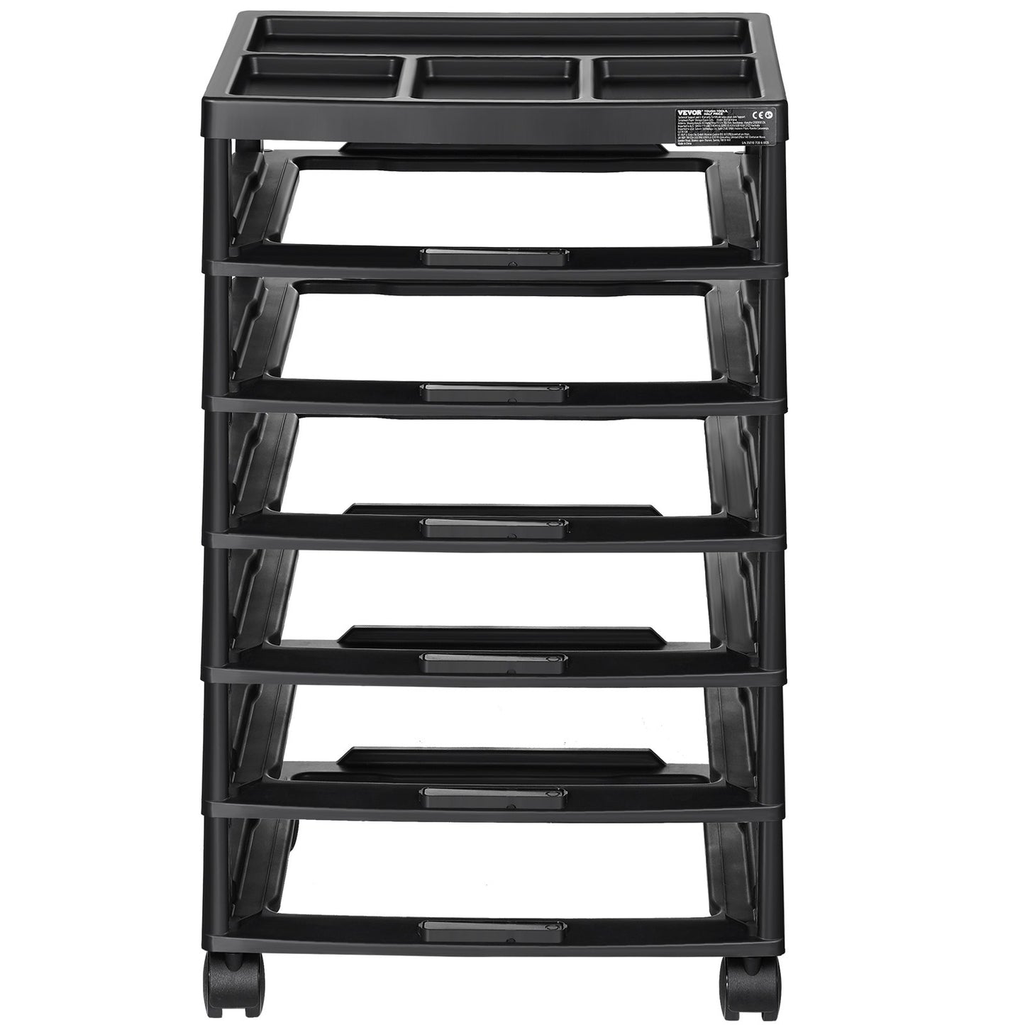 Scrapbook Rolling Storage Cart, 6-Tier Large Capacity with Organizer Top, Black Frame with 4 Removable Wheels, PP Material Cart Only, Rolling Craft Storage for Office Arts and Crafts Supplies