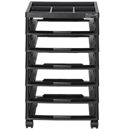 Scrapbook Rolling Storage Cart, 6-Tier Large Capacity with Organizer Top, Black Frame with 4 Removable Wheels, PP Material Cart Only, Rolling Craft Storage for Office Arts and Crafts Supplies