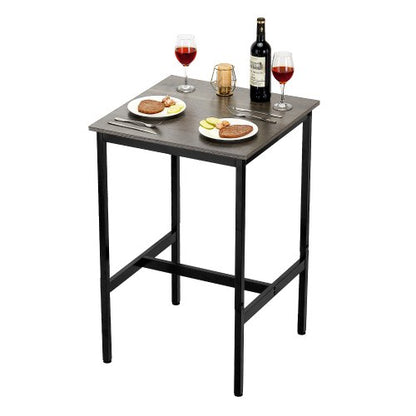 Bar Table, Sturdy Metal Frame High Top Pub Table, Small Kitchen Dining, Cocktail Coffee Counter Bar Height Desk, Easy to Assemble, 24x24x36 in, for Living Room Party, Rustic Brown and Black