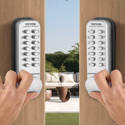 Mechanical Keyless Entry Door Lock, 14 Key Mechanical Door Lock, Mechanical Keypad Door Knob, Single-Side Stainless Steel Waterproof Keyless Gate Lock, for Home Office Outdoor Fence Garage Yard