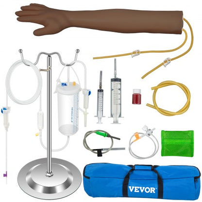 Intravenous Practice Arm Kit with Dark Skin Phlebotomy Arm Made of PVC Material Perfect Phlebotomy Gifts For Nurse IV Practice Arm Kit with full accessories(EDUCATIONAL USE ONLY)