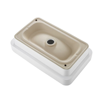 Semi Recessed Bathroom Sink, 490 x 305 mm Rectangular White Ceramic Vessel Sink with 45 mm Drain Hole, Drop in Modern Lavatory Vanity Bath Wash Bowl Basin, Rectangle for Bathroom Small Space