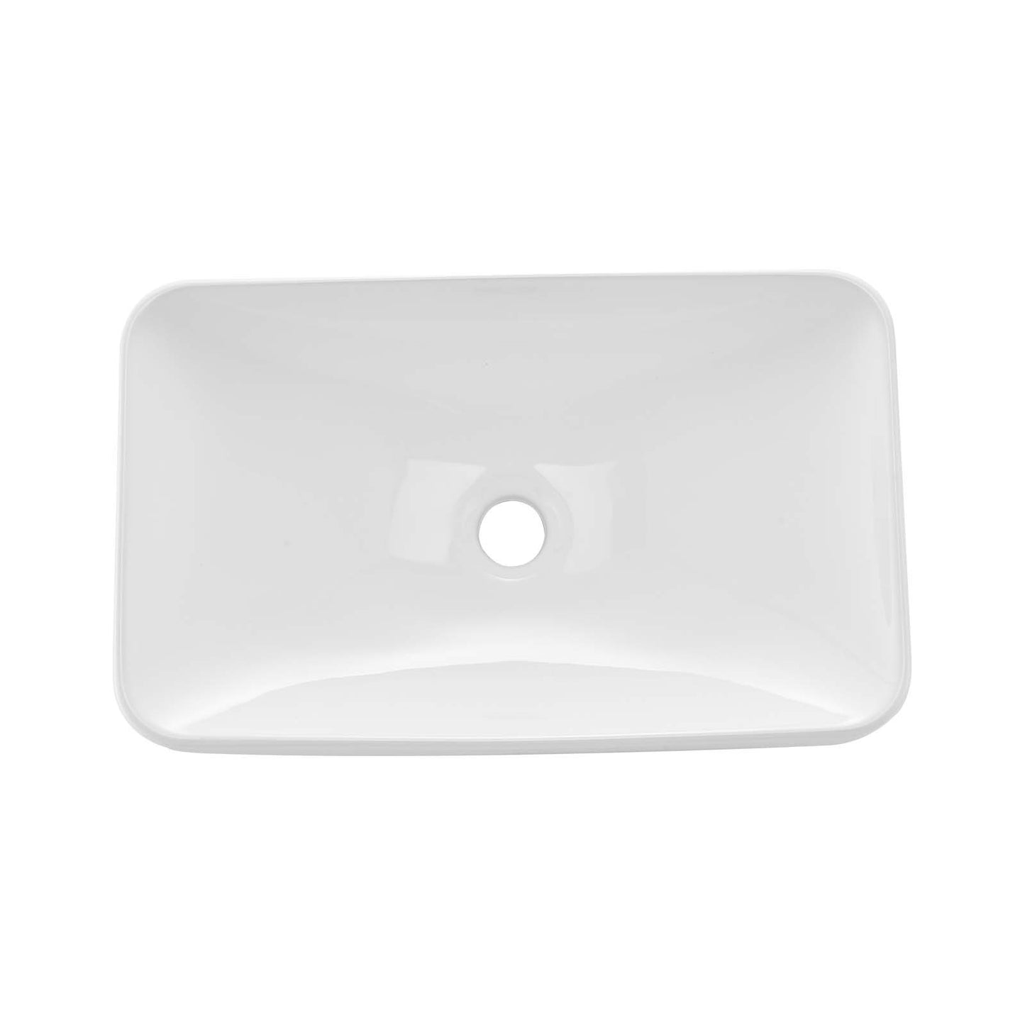 Semi Recessed Bathroom Sink, 490 x 305 mm Rectangular White Ceramic Vessel Sink with 45 mm Drain Hole, Drop in Modern Lavatory Vanity Bath Wash Bowl Basin, Rectangle for Bathroom Small Space
