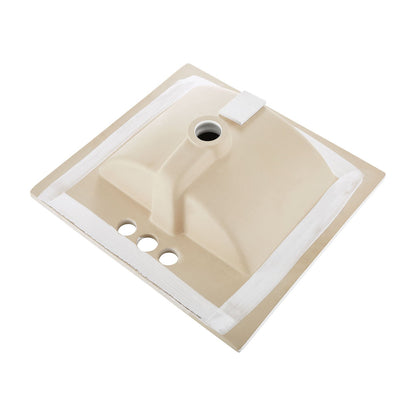 Semi Recessed Bathroom Sink, 510 x 465 mm Rectangular White Ceramic Vessel Sink with Overflow and 3 Faucet Holes, Drop in Modern Lavatory Vanity Bath Wash Bowl Basin Rectangle for Small Space