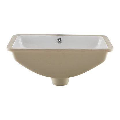 Undermount Bathroom Sink, 530 x 375 mm Rectangular White Ceramic Vessel Sink with Overflow Hole, Under Counter Drop in Modern Lavatory Vanity Bath Wash Bowl Basin, Rectangle for Small Space