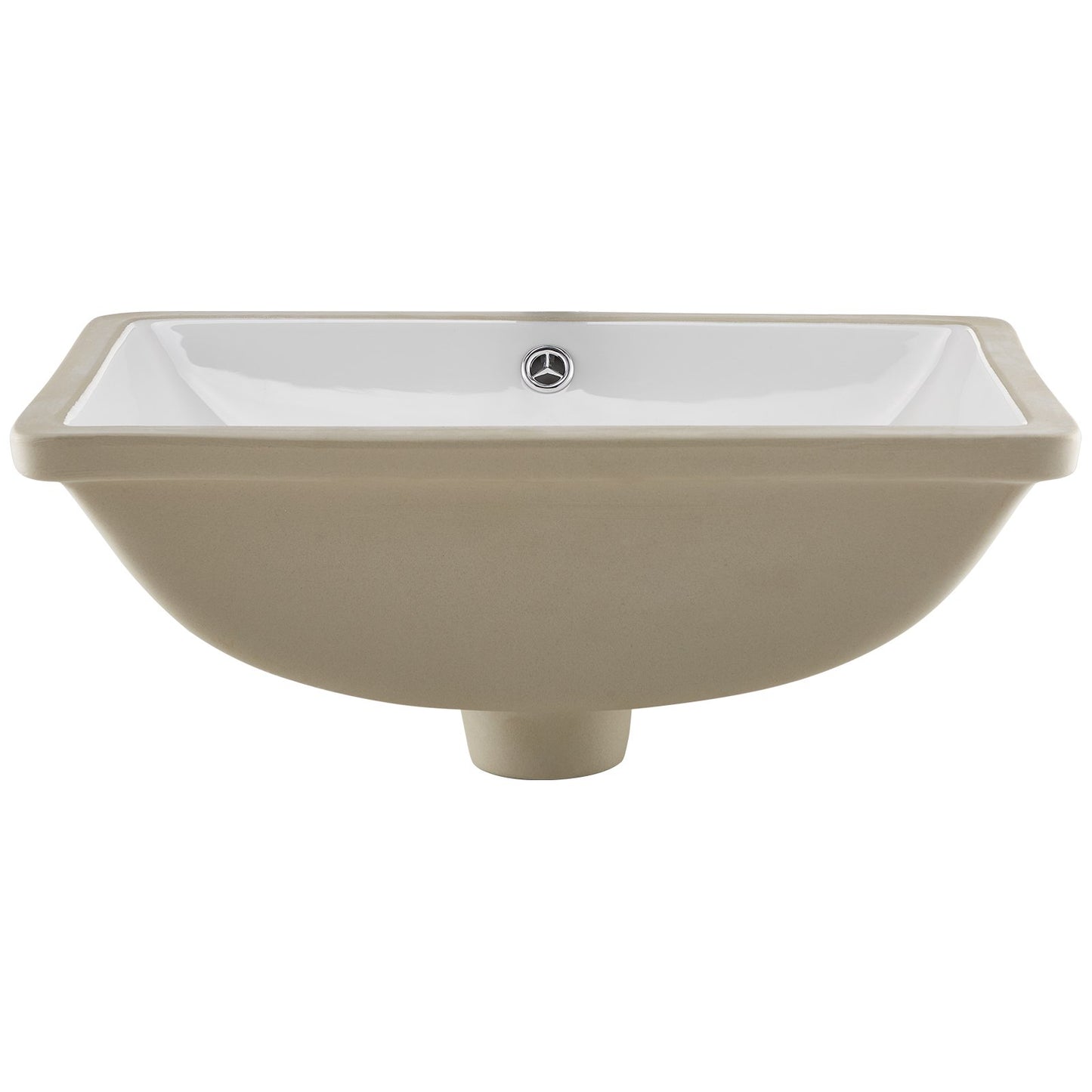 Undermount Bathroom Sink, 515 x 385 mm Rectangular White Ceramic Vessel Sink with Overflow Hole, Under Counter Drop in Modern Lavatory Vanity Bath Wash Bowl Basin, Rectangle for Small Space