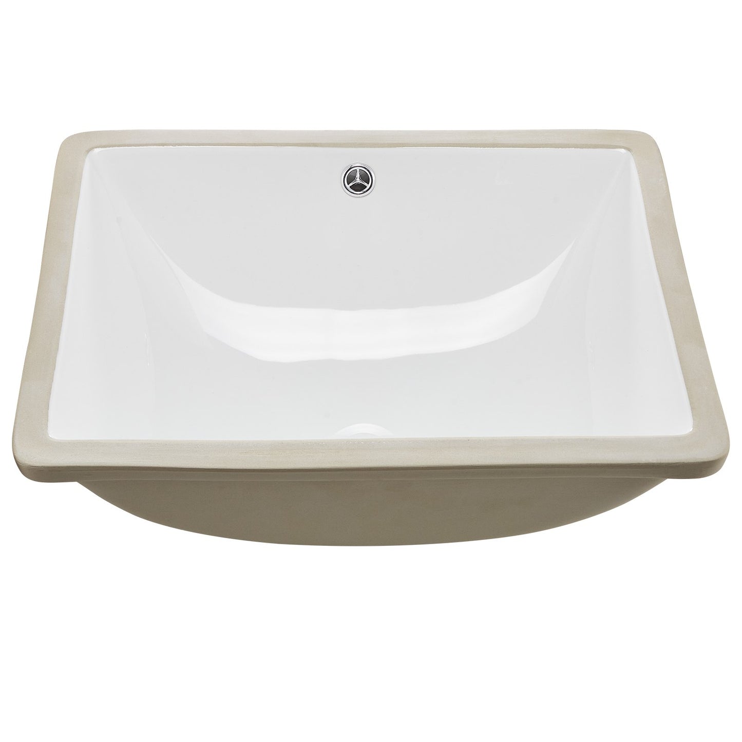 Undermount Bathroom Sink, 515 x 385 mm Rectangular White Ceramic Vessel Sink with Overflow Hole, Under Counter Drop in Modern Lavatory Vanity Bath Wash Bowl Basin, Rectangle for Small Space