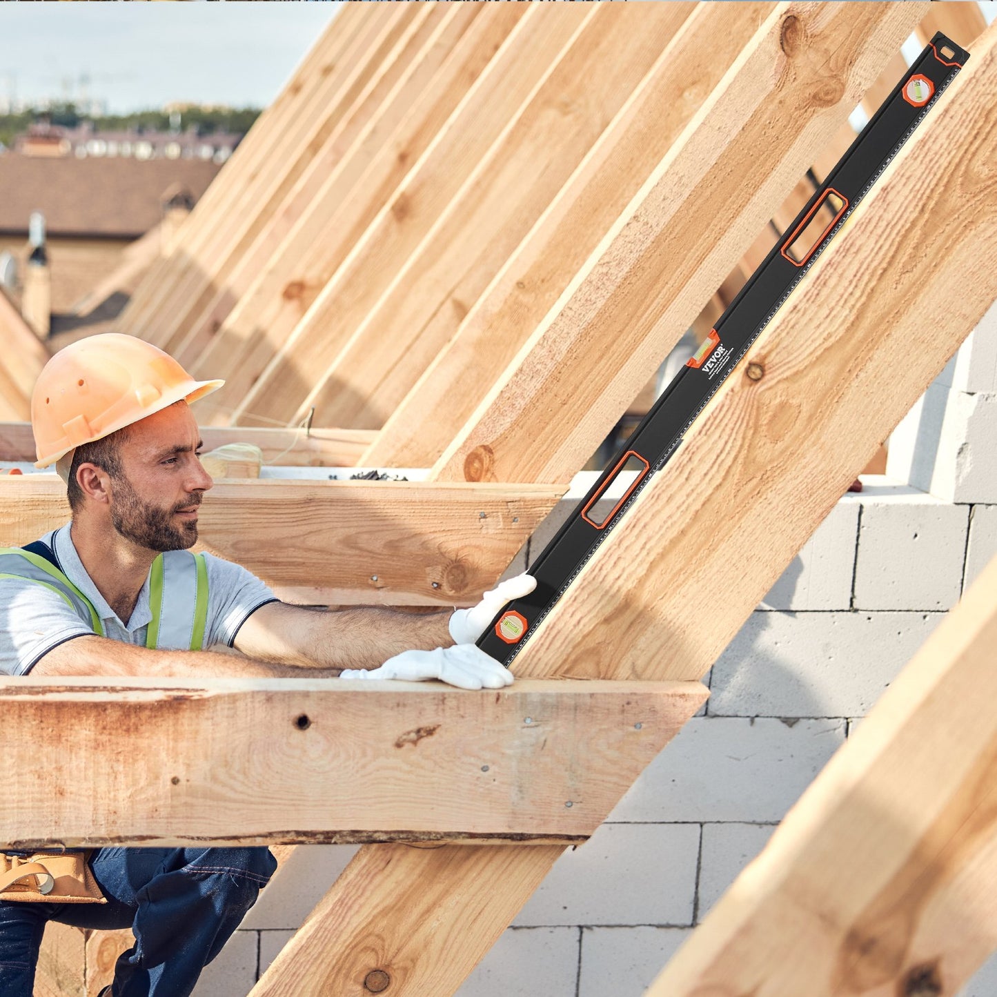 4-Piece Torpedo Level, 48/24/16/10 Inch All Magnetic Levels Set, Fluorescent Light Up Bubble Vials Ruler for 45/90/180 Degree, Aluminum Alloy Magnetic Box Leveler Tool, SAE and Metric Scale