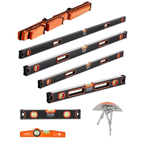 6-Piece Torpedo Level, 78/48/32/24/16/10 Inch All Magnetic Levels Set, Bubble Vials Ruler for 45/90/180 Degree, Aluminum Alloy Magnetic Box Leveler Tool, Shock-Resistance, SAE and Metric Scale