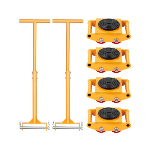 Machine Skate, 6T Machinery Skate Dolly, 13228 lbs Machinery Moving Skate, Machinery Mover Skate with 360° Rotation Cap and PU Directional Rollers, Heavy Duty Industrial Moving Equipment, Yellow