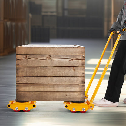 Machine Skate, 6T Machinery Skate Dolly, 13228 lbs Machinery Moving Skate, Machinery Mover Skate with 360° Rotation Cap and PU Directional Rollers, Heavy Duty Industrial Moving Equipment, Yellow