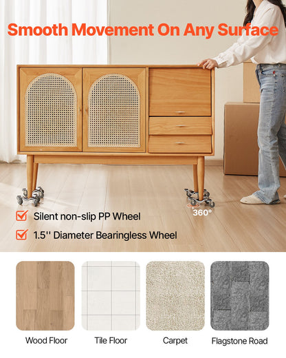 Furniture Dolly, 440 lbs Load Capacity, 3 Wheel Steel 6.3" Tri-dolly Heavy Duty Mover with Triangle Swivel Caster, Carbon Steel Panel, Furniture Lift Mover Tool Set for Appliances, Sofa, Fridge