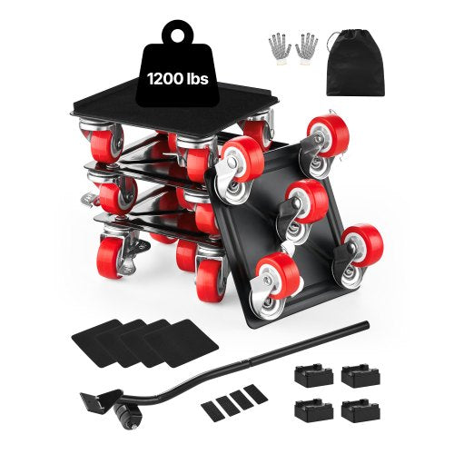 Furniture Dolly, Maximum Load 1200 lbs, Heavy Duty Furniture Movers with 5 360° Rotation Wheels, Carbon Steel Panel, Furniture Lift Slider Tool Set for Appliances, Sofa, Fridge, Washing Machine
