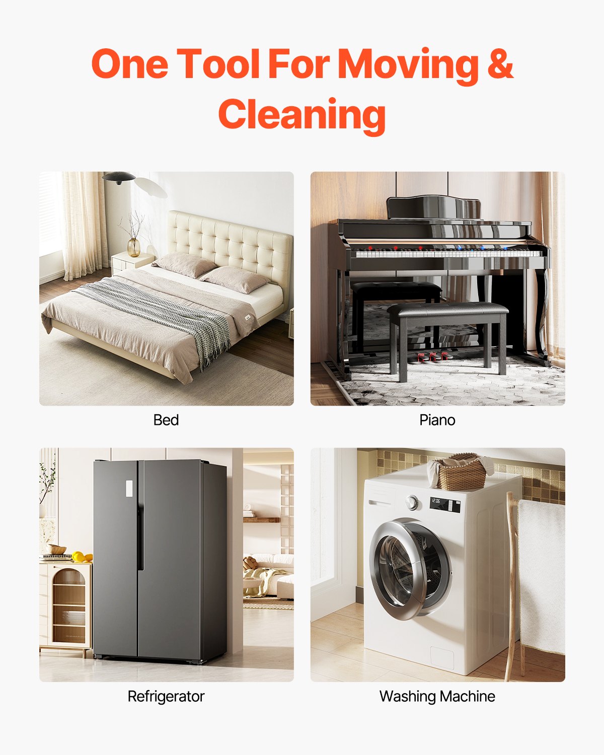 Furniture Dolly, Maximum Load 1200 lbs, Heavy Duty Furniture Movers with 5 360° Rotation Wheels, Carbon Steel Panel, Furniture Lift Slider Tool Set for Appliances, Sofa, Fridge, Washing Machine