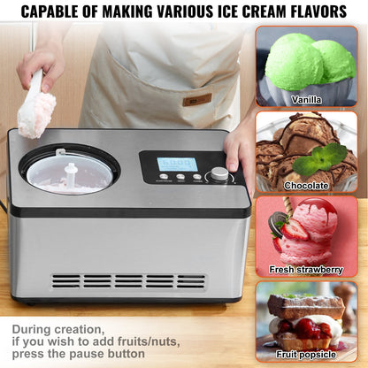 1.9 L Automatic Ice Cream Machine Electric Yogurt Gelato Make Silver