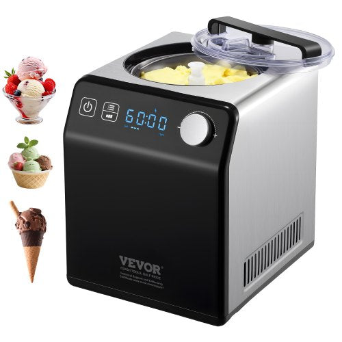 1.9 L Automatic Ice Cream Machine Electric Yogurt Gelato Make Black