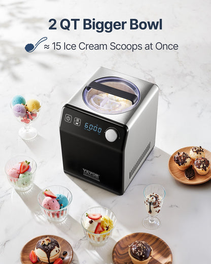 1.9 L Automatic Ice Cream Machine Electric Yogurt Gelato Make Black