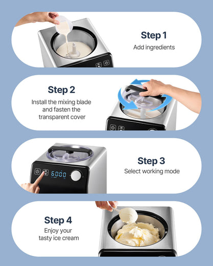 1.9 L Automatic Ice Cream Machine Electric Yogurt Gelato Make Black