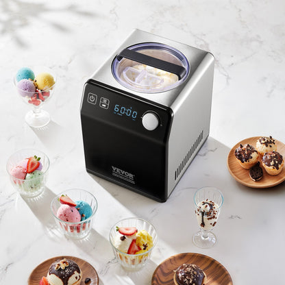 1.9 L Automatic Ice Cream Machine Electric Yogurt Gelato Make Black