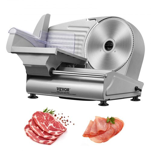 Meat Slicer, 180W Electric Deli Food Slicer with 19.1 cm SUS420 Stainless Steel Blade and Blade Guard, 0 - 1.5 cm Adjustable Thickness for Home Use, Easy to Clean, Cut Meat, Bread, Ham and Cheese