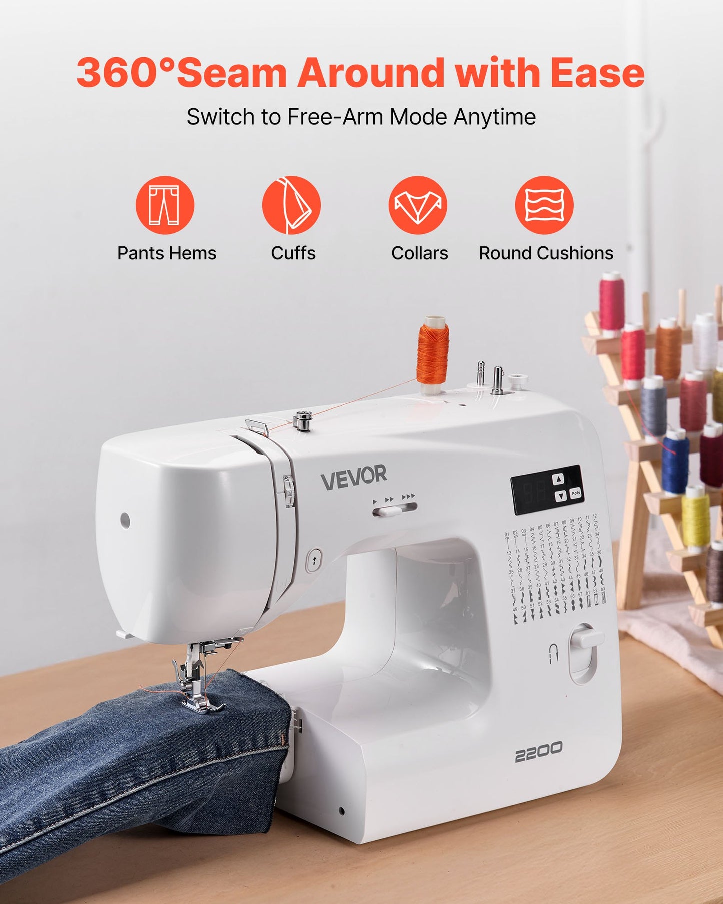 Computerized Sewing Machine, 60 Stitch Applications, with LED Screen, Foot Pedal and LED Light, Heavy-Duty Metal Frame, Digital Sewing Machine with Powerful Motor for Crafts and Mending