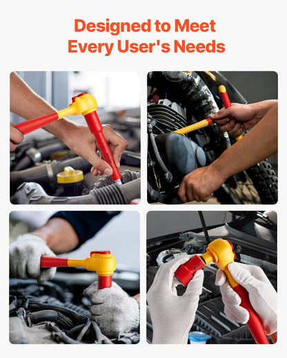 Insulated Socket Set, 16-Piece Insulated Wrench Tool Set, 1000V Insulated Socket Tool, with Insulated Sockets, Insulated T-Handle Wrench, Drive Rachet, Extensions, for Electricians Home Repair