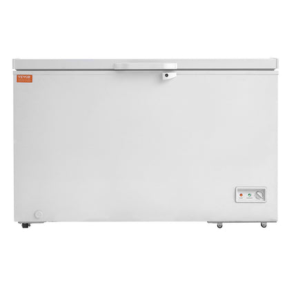 Chest Freezer, 12.8 cu.ft / 345 L Large Deep Freezer & 4 Removable Baskets, Freestanding Top Open Door Commercial Chest Freezers with Locking Lid, 7-Level Adjustable Temp, LED Lighting, 6 Wheels