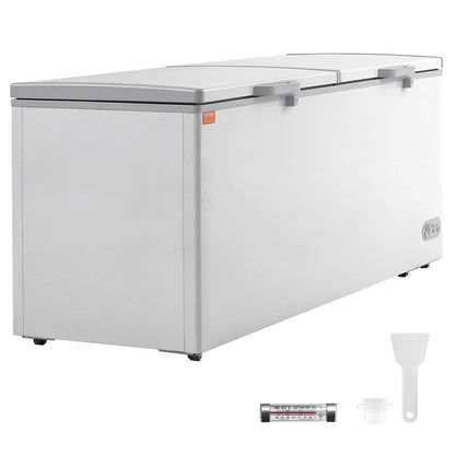 Chest Freezer, 19.8 cu.ft / 561 L Large Deep Freezer with Split Top Double Locking Lids, Freestanding Commercial Chest Freezer & 4 Removable Baskets, 7-Level Adjustable Temp, LED Light, 6 Wheels