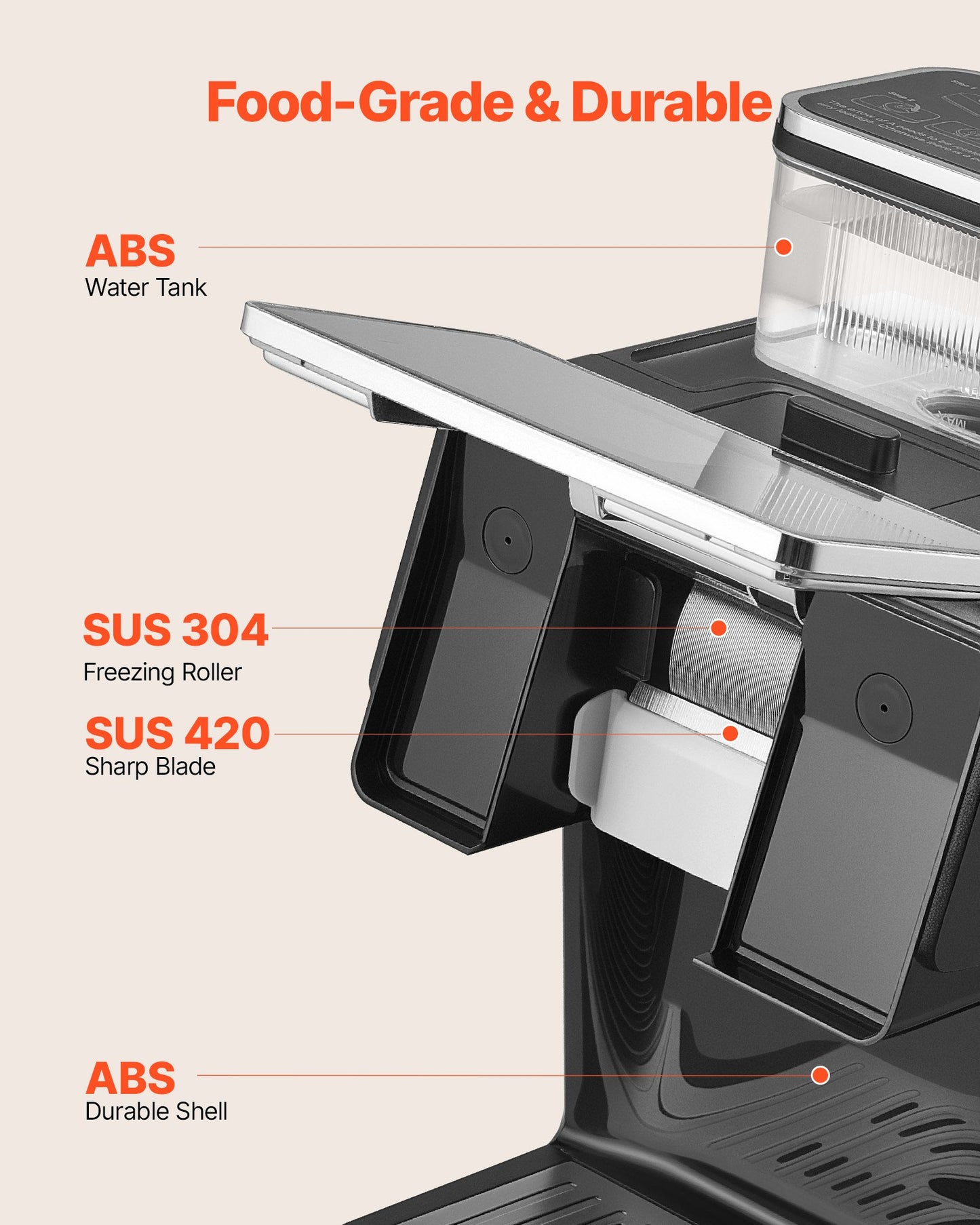 Snowflake Ice Machine, 20KG/24H Snowflake Ice Maker, Ice-Shaver Machine with Stainless Steel Blade, Electric Snow Cone Maker with 0.8L Tank, 60S Fast Pre-Cooling, for Home & Small Gatherings