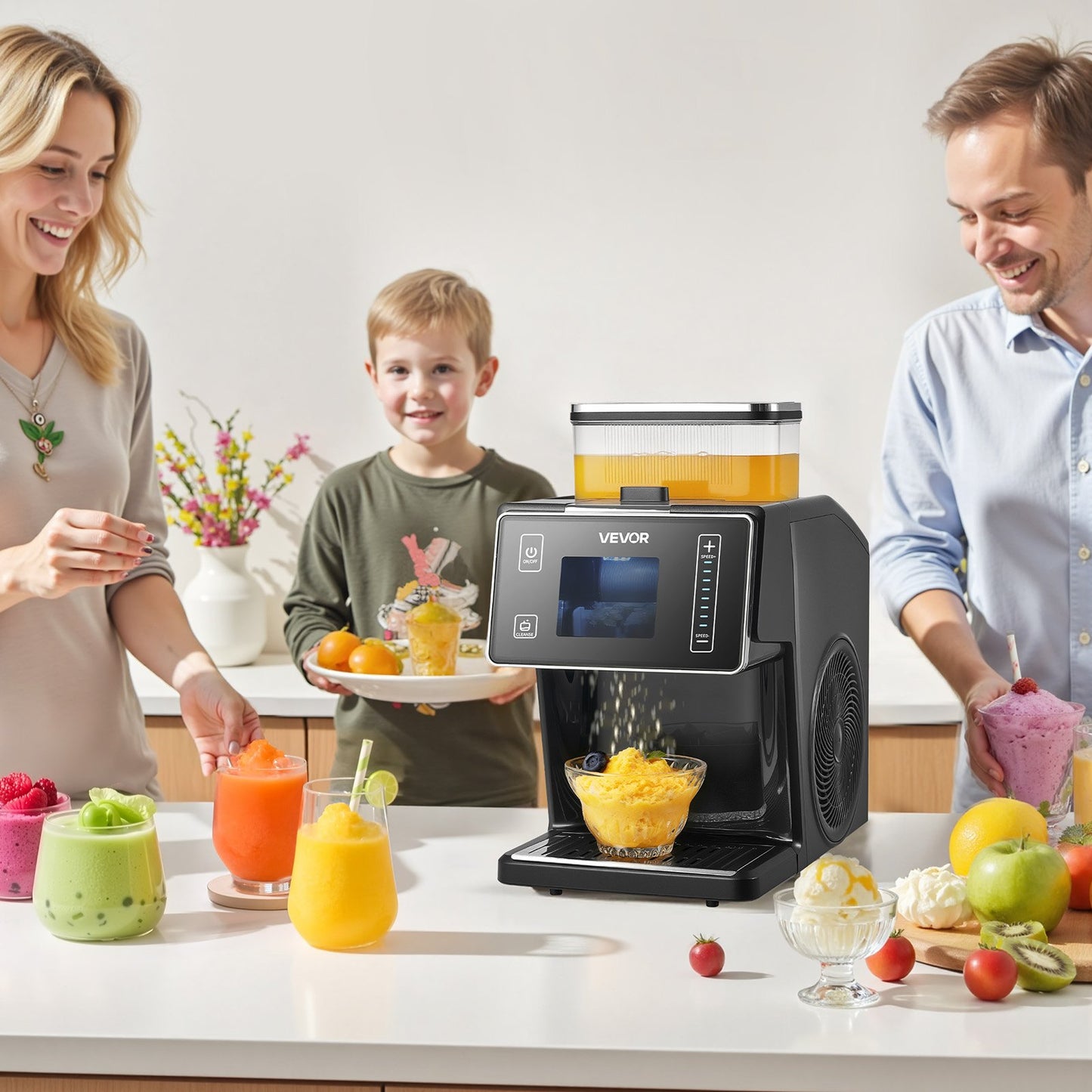 Snowflake Ice Machine, 20KG/24H Snowflake Ice Maker, Ice-Shaver Machine with Stainless Steel Blade, Electric Snow Cone Maker with 0.8L Tank, 60S Fast Pre-Cooling, for Home & Small Gatherings