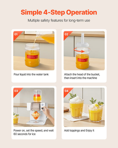 Schneeflocken-Eismaschine, 80 kg/24 h, Eismaschine mit Edelstahlklinge, elektrische Schneekegelmaschine mit 1,8-Liter-Tank, 90 Sekunden Vorkühlzeit, für Zuhause und kleine Feiern