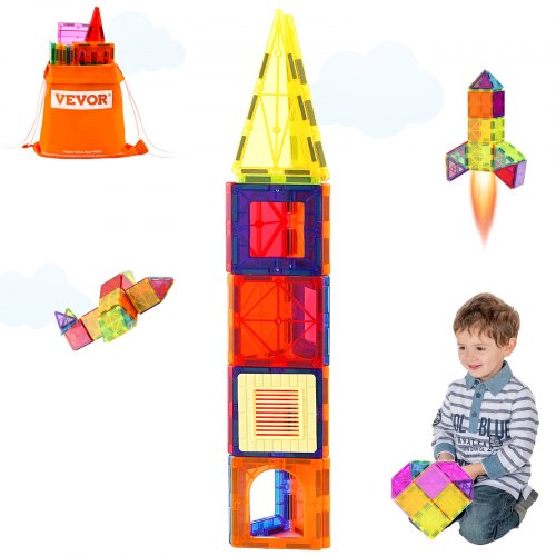 Magnetic Tiles, 55 PCS Magnetic Building Blocks for Kids, Magnet Building Set with Car Base & 16 Digital Cards, STEM Educational Construction Stacking Toys Gift for Toddlers Boys Girls Aged 4+