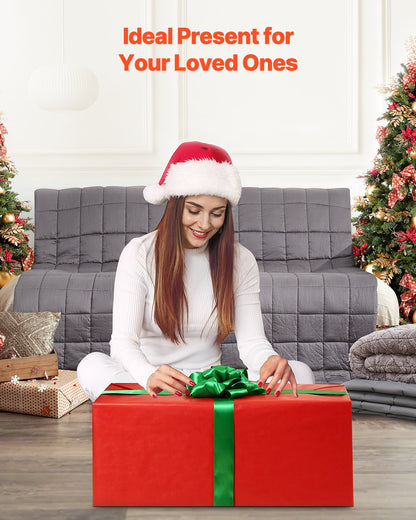 Gewichtsdecke, 11,3 kg, 203 x 221 cm (King-Size), weiche, schwere Decke aus 100 % Baumwolle mit Glasperlen, atmungsaktives Material, geeignet für Erwachsene von 113–140 kg, zur Linderung von Angstzuständen und Stress, für besseren Schlaf, Grau