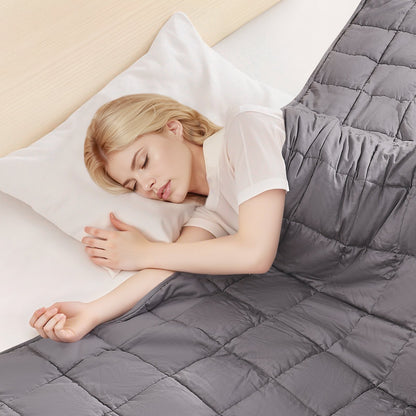 Gewichtsdecke, 11,3 kg, 203 x 221 cm (King-Size), weiche, schwere Decke aus 100 % Baumwolle mit Glasperlen, atmungsaktives Material, geeignet für Erwachsene von 113–140 kg, zur Linderung von Angstzuständen und Stress, für besseren Schlaf, Grau