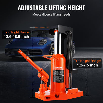 Hydraulic Toe Jack, 10 Ton On Toe Toe Jack Lift, 20 Ton On Top Lift Capacity Machine Jack, 1.2-7.5 in Toe Height, 12.6-18.9 in Top Height, Air Hydraulic Claw Jack for Machinery, Industry