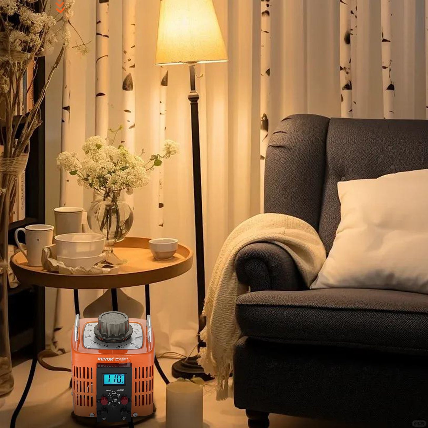 Automatischer Spannungsregler 2000 VA, 6,6 A, 230 V Eingang, 0–300 V Ausgang, mit LCD-Anzeige, 4 zusätzlichen Sicherungen und Thermoschalter für Haushalt, Industrie und Büro, CE-zertifiziert